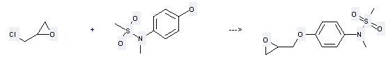 The Methanesulfonamide,N-(4-hydroxyphenyl)-N-methyl- can react with Chloromethyl-oxirane to get N-Methyl-N-(4-oxiranylmethoxy-phenyl)-methanesulfonamide